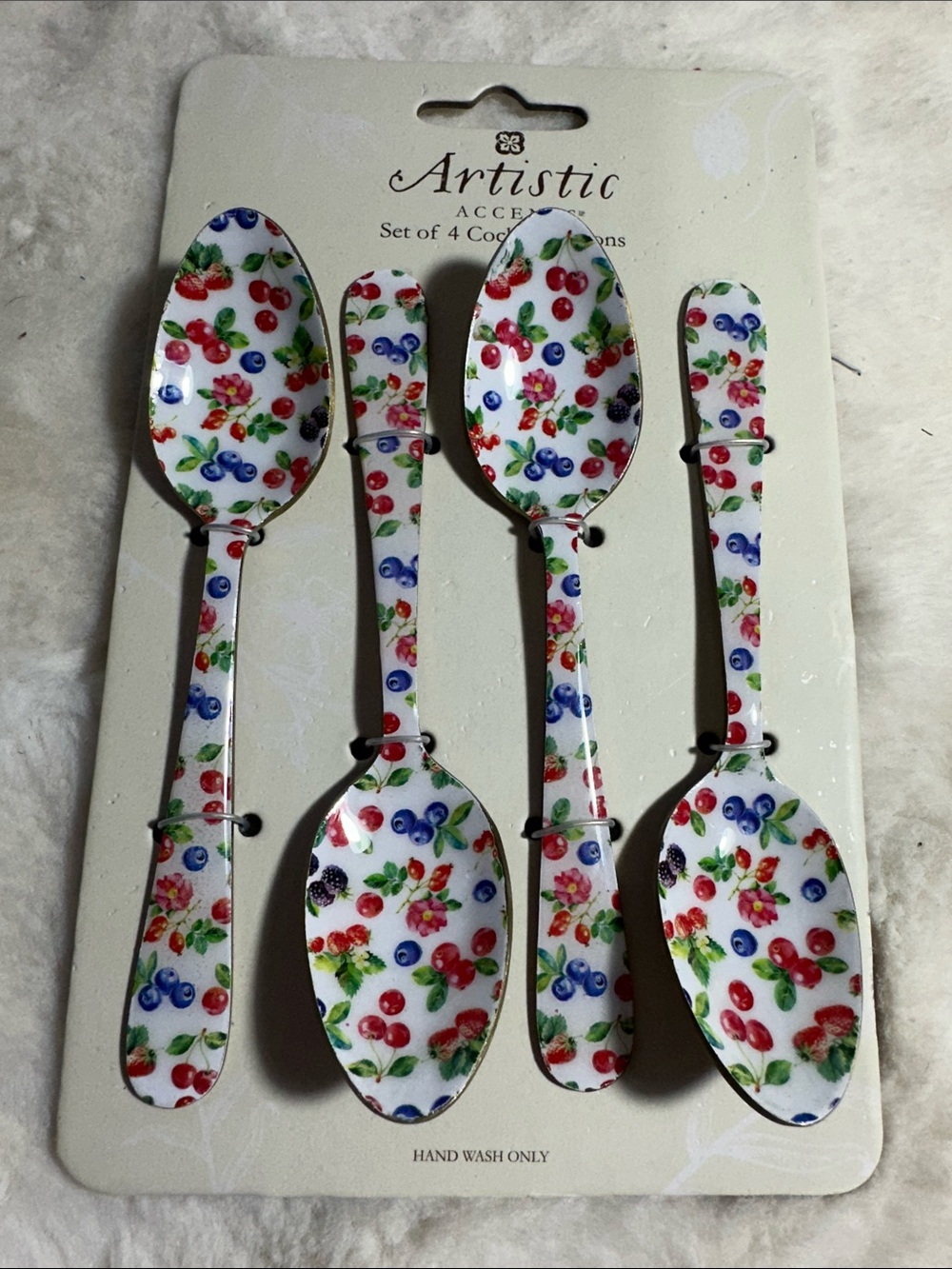 Artistic accents set of 4 cocktail spoons with fruit decor